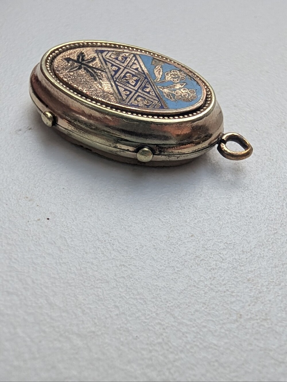 Antique Gold Filled Locket Enamel  Etching  1880s